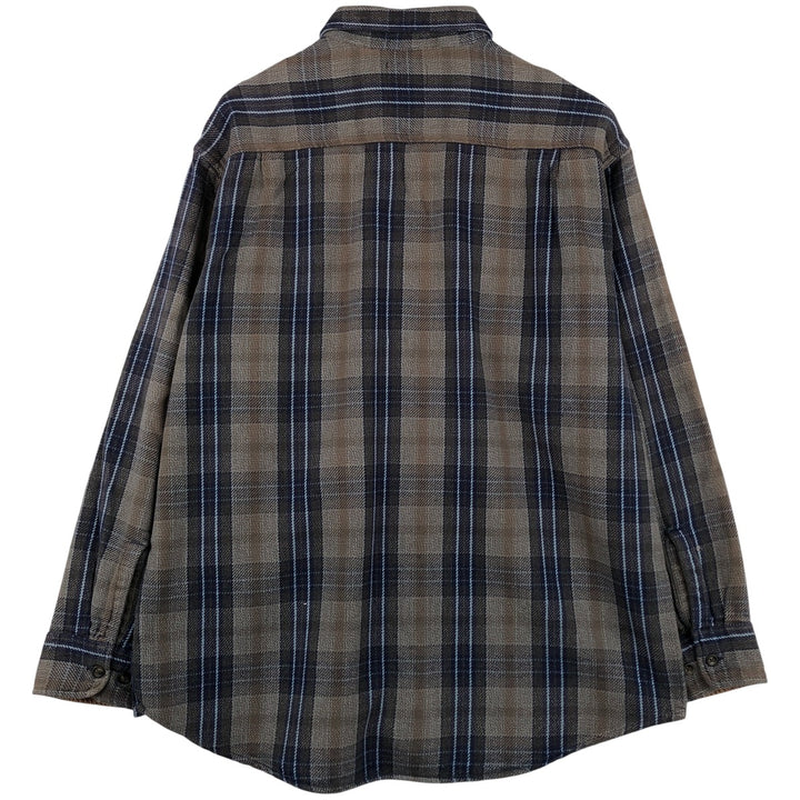 90'S Vintage St. John's Bay Long Sleeve Flannel Check Shirt, Men's XL cotton Charcoal Vintage Second Hand