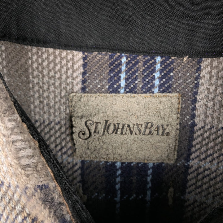 90'S Vintage St. John's Bay Long Sleeve Flannel Check Shirt, Men's XL cotton Charcoal Vintage Second Hand