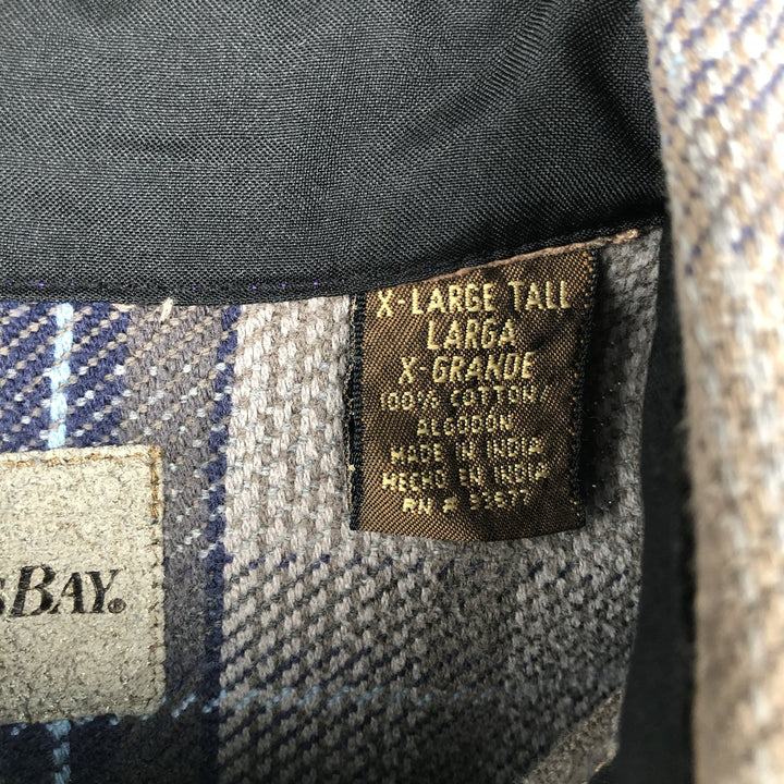 90'S Vintage St. John's Bay Long Sleeve Flannel Check Shirt, Men's XL cotton Charcoal Vintage Second Hand