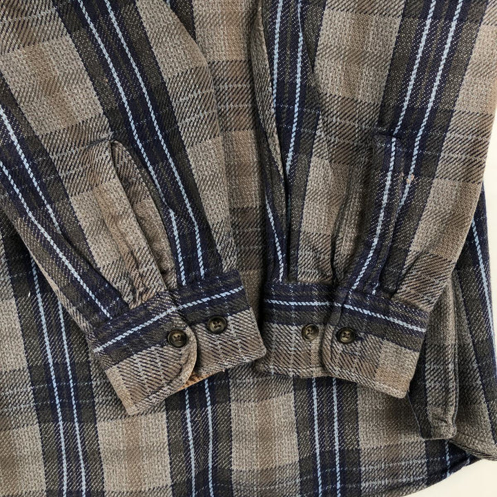 90'S Vintage St. John's Bay Long Sleeve Flannel Check Shirt, Men's XL cotton Charcoal Vintage Second Hand