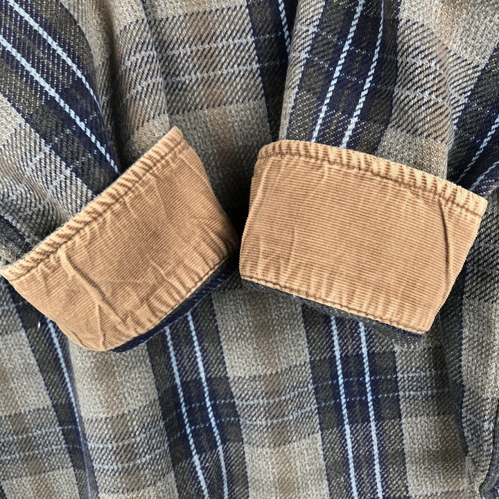 90'S Vintage St. John's Bay Long Sleeve Flannel Check Shirt, Men's XL cotton Charcoal Vintage Second Hand