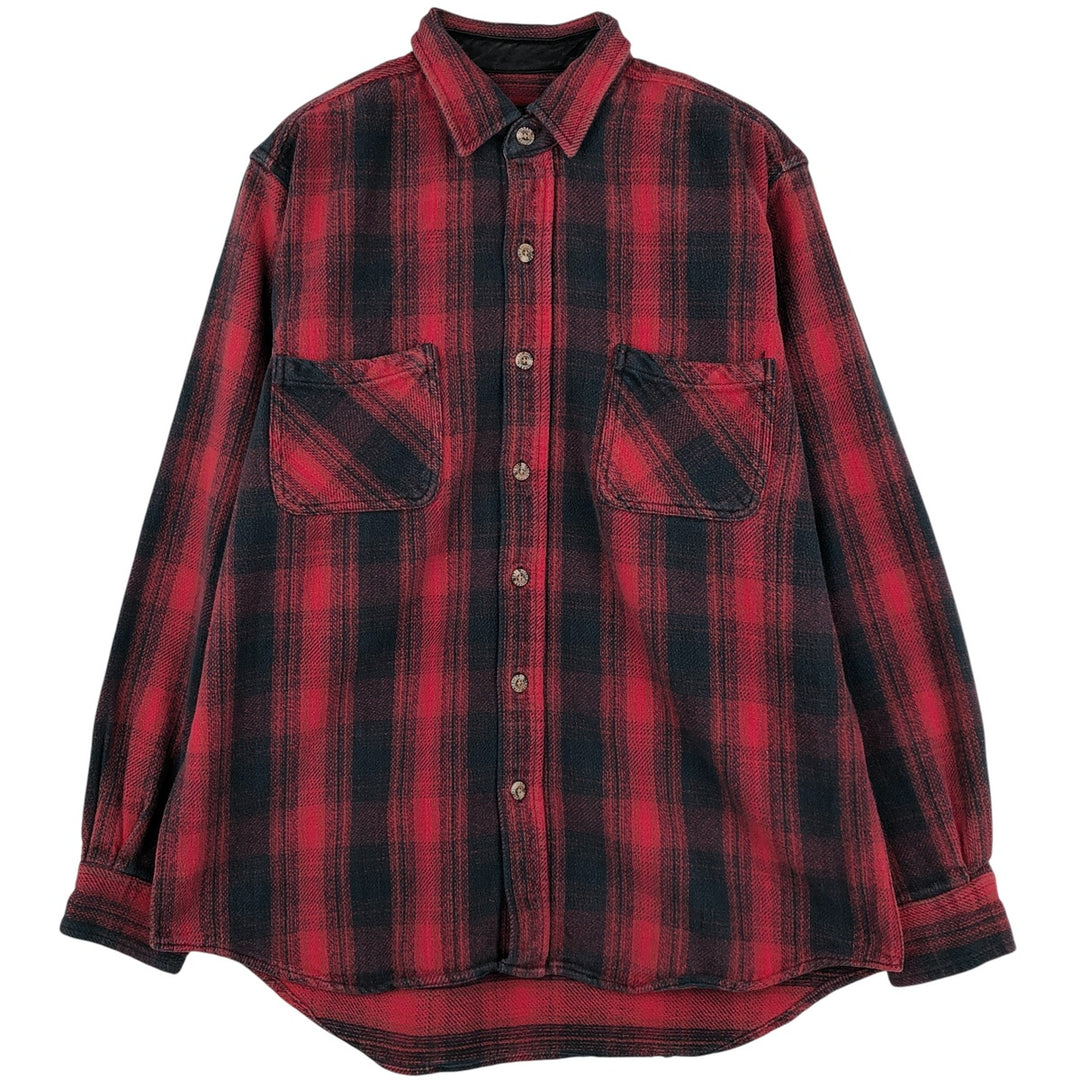FIELD AND STREAM Long Sleeve Heavy Flannel Check Shirt, Men's Size L unclear red type Vintage Second Hand