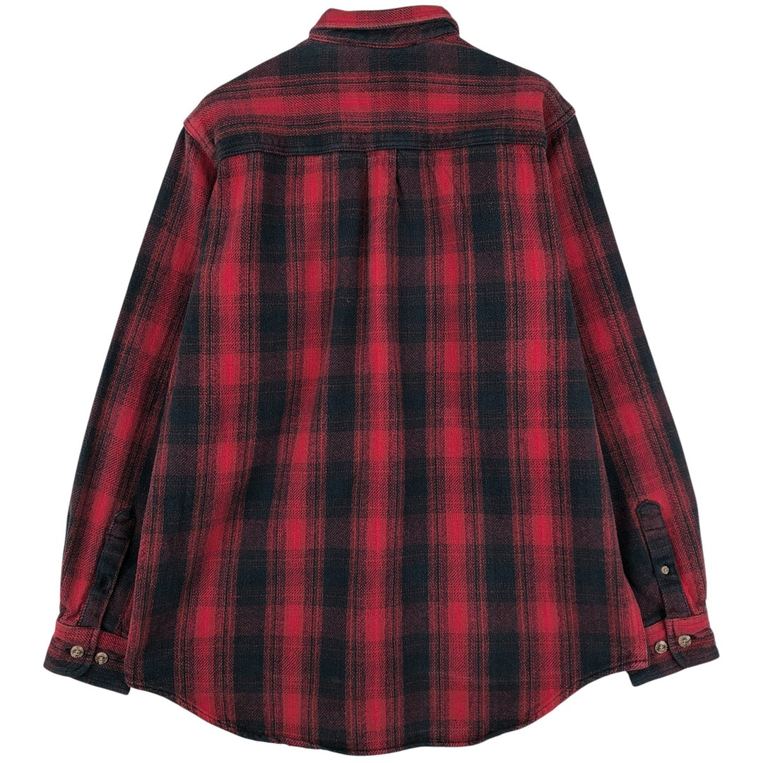 FIELD AND STREAM Long Sleeve Heavy Flannel Check Shirt, Men's Size L unclear red type Vintage Second Hand