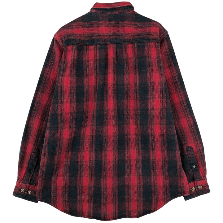 FIELD AND STREAM Long Sleeve Heavy Flannel Check Shirt, Men's Size L unclear red type Vintage Second Hand