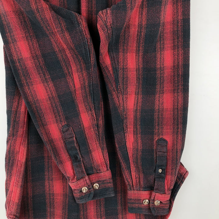 FIELD AND STREAM Long Sleeve Heavy Flannel Check Shirt, Men's Size L unclear red type Vintage Second Hand