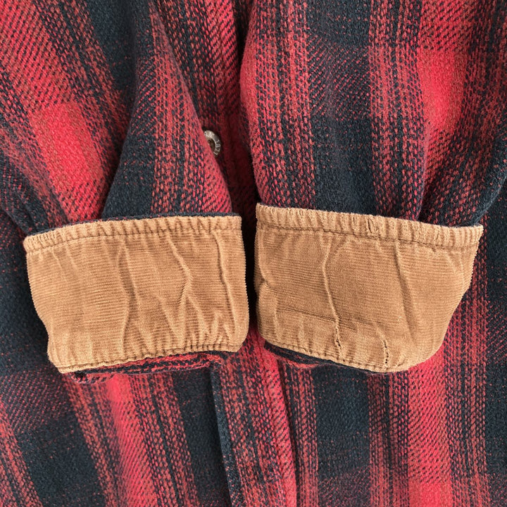 FIELD AND STREAM Long Sleeve Heavy Flannel Check Shirt, Men's Size L unclear red type Vintage Second Hand