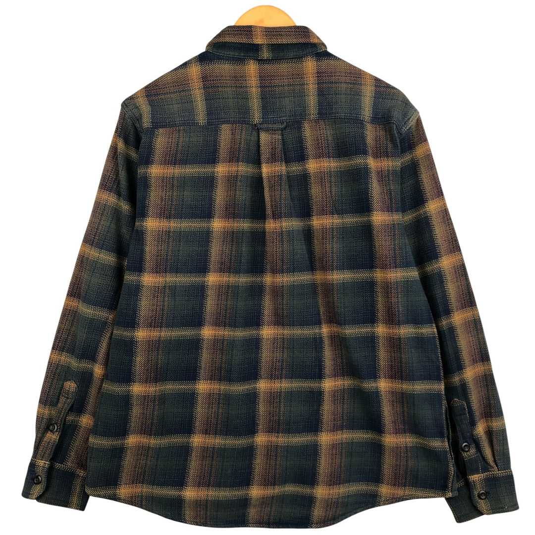 ORVIS Long Sleeve Heavy Flannel Check Shirt, Men's Size L cotton navy blue type Vintage Second Hand