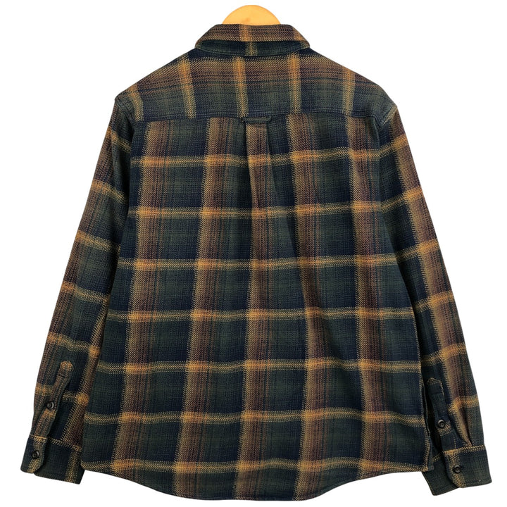 ORVIS Long Sleeve Heavy Flannel Check Shirt, Men's Size L cotton navy blue type Vintage Second Hand