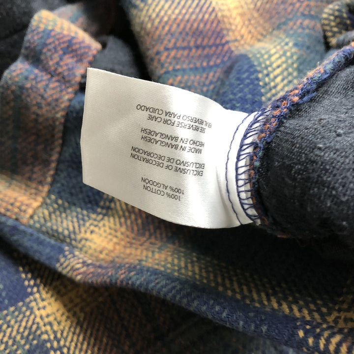 ORVIS Long Sleeve Heavy Flannel Check Shirt, Men's Size L cotton navy blue type Vintage Second Hand