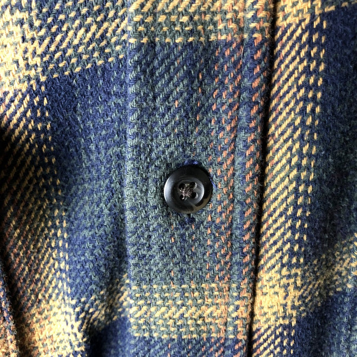 ORVIS Long Sleeve Heavy Flannel Check Shirt, Men's Size L cotton navy blue type Vintage Second Hand