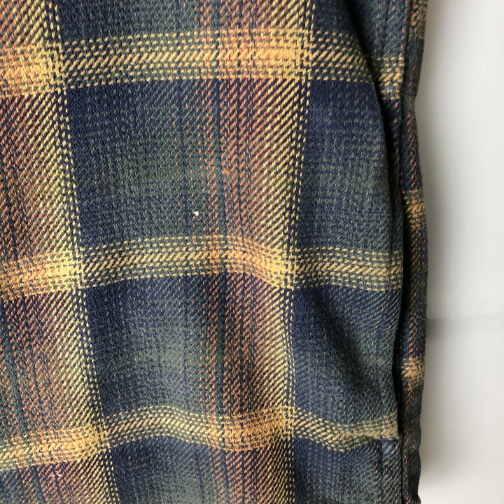 ORVIS Long Sleeve Heavy Flannel Check Shirt, Men's Size L cotton navy blue type Vintage Second Hand
