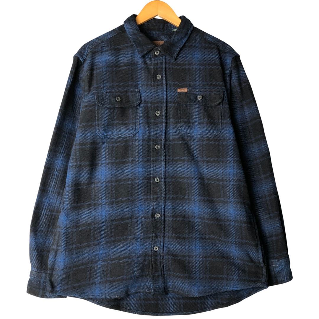 ORVIS Ombre Check Long Sleeve Heavy Flannel Check Shirt, Men's M cotton blue type Vintage Second Hand