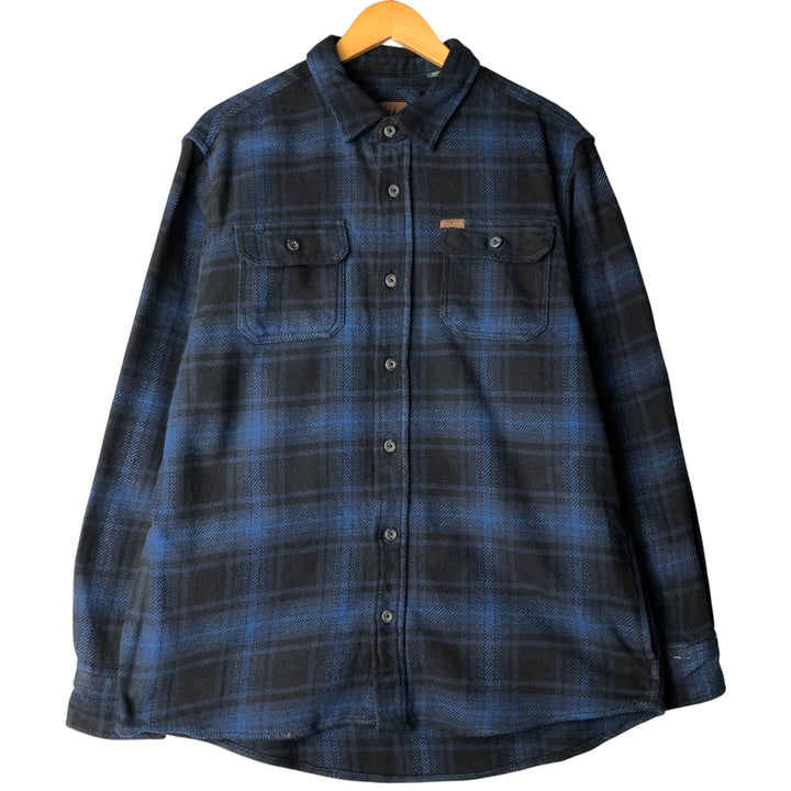 ORVIS Ombre Check Long Sleeve Heavy Flannel Check Shirt, Men's M cotton blue type Vintage Second Hand