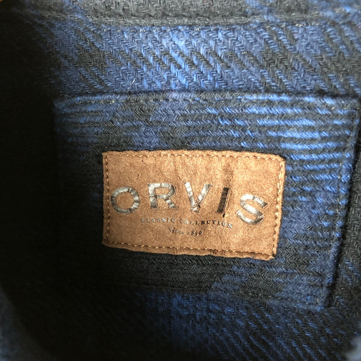 ORVIS Ombre Check Long Sleeve Heavy Flannel Check Shirt, Men's M cotton blue type Vintage Second Hand