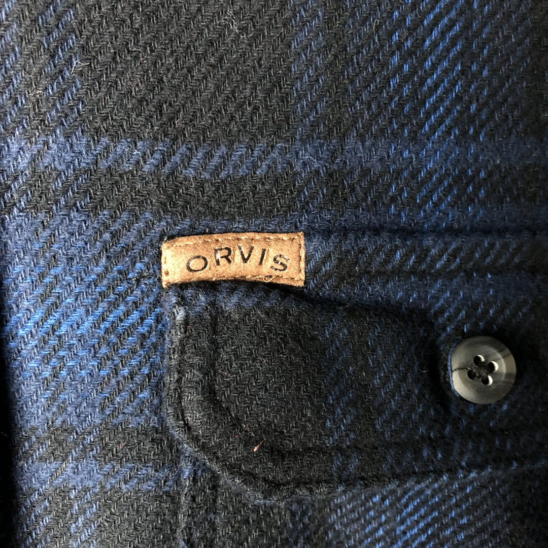 ORVIS Ombre Check Long Sleeve Heavy Flannel Check Shirt, Men's M cotton blue type Vintage Second Hand