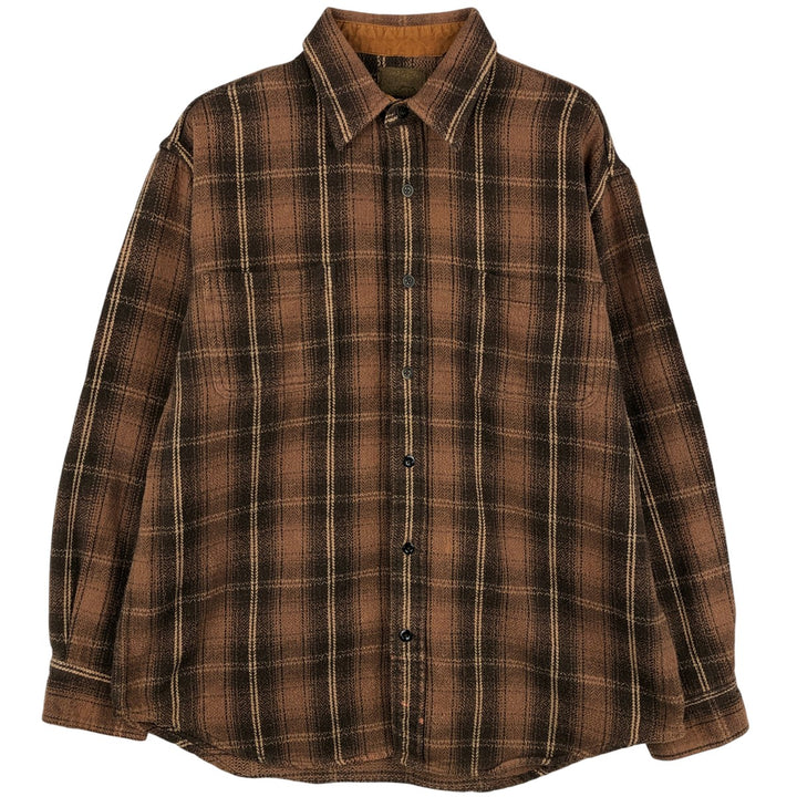 90s-00'S Vintage Long Sleeve Heavy Flannel Check Shirt, Men's Size L cotton brown type Vintage Second Hand