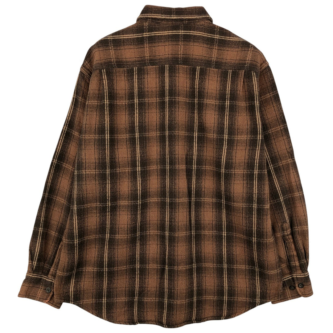 90s-00'S Vintage Long Sleeve Heavy Flannel Check Shirt, Men's Size L cotton brown type Vintage Second Hand