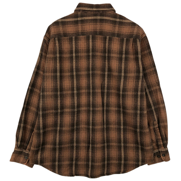 90s-00'S Vintage Long Sleeve Heavy Flannel Check Shirt, Men's Size L cotton brown type Vintage Second Hand