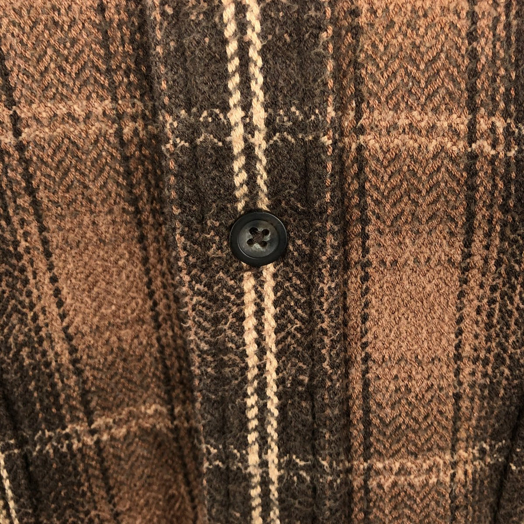 90s-00'S Vintage Long Sleeve Heavy Flannel Check Shirt, Men's Size L cotton brown type Vintage Second Hand