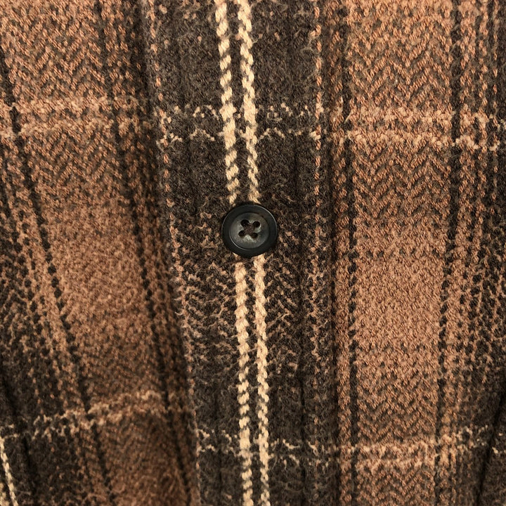 90s-00'S Vintage Long Sleeve Heavy Flannel Check Shirt, Men's Size L cotton brown type Vintage Second Hand
