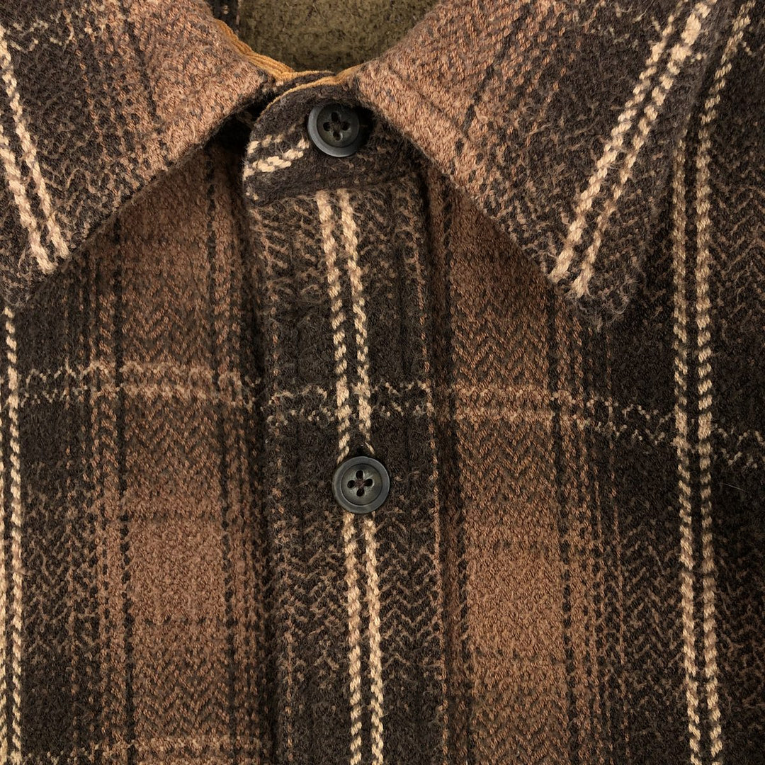 90s-00'S Vintage Long Sleeve Heavy Flannel Check Shirt, Men's Size L cotton brown type Vintage Second Hand