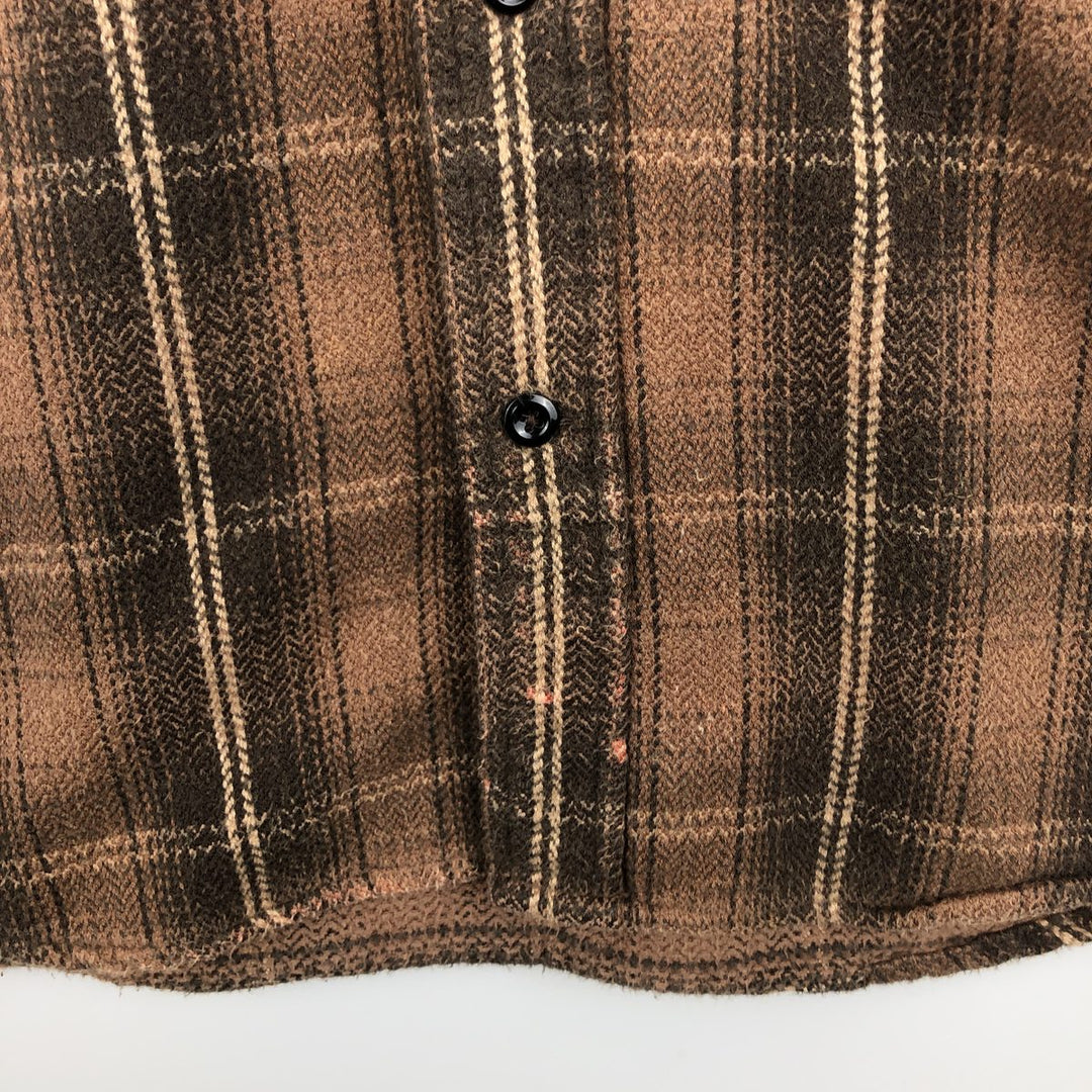 90s-00'S Vintage Long Sleeve Heavy Flannel Check Shirt, Men's Size L cotton brown type Vintage Second Hand