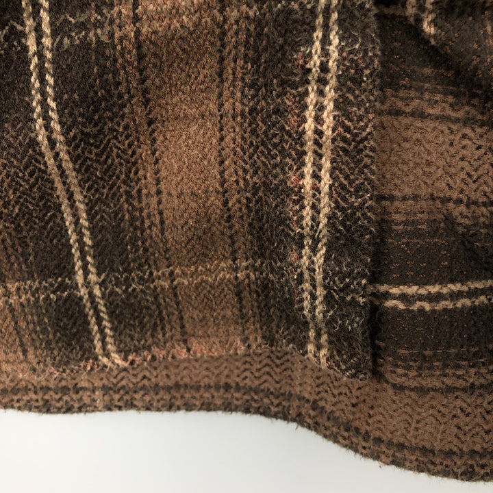 90s-00'S Vintage Long Sleeve Heavy Flannel Check Shirt, Men's Size L cotton brown type Vintage Second Hand