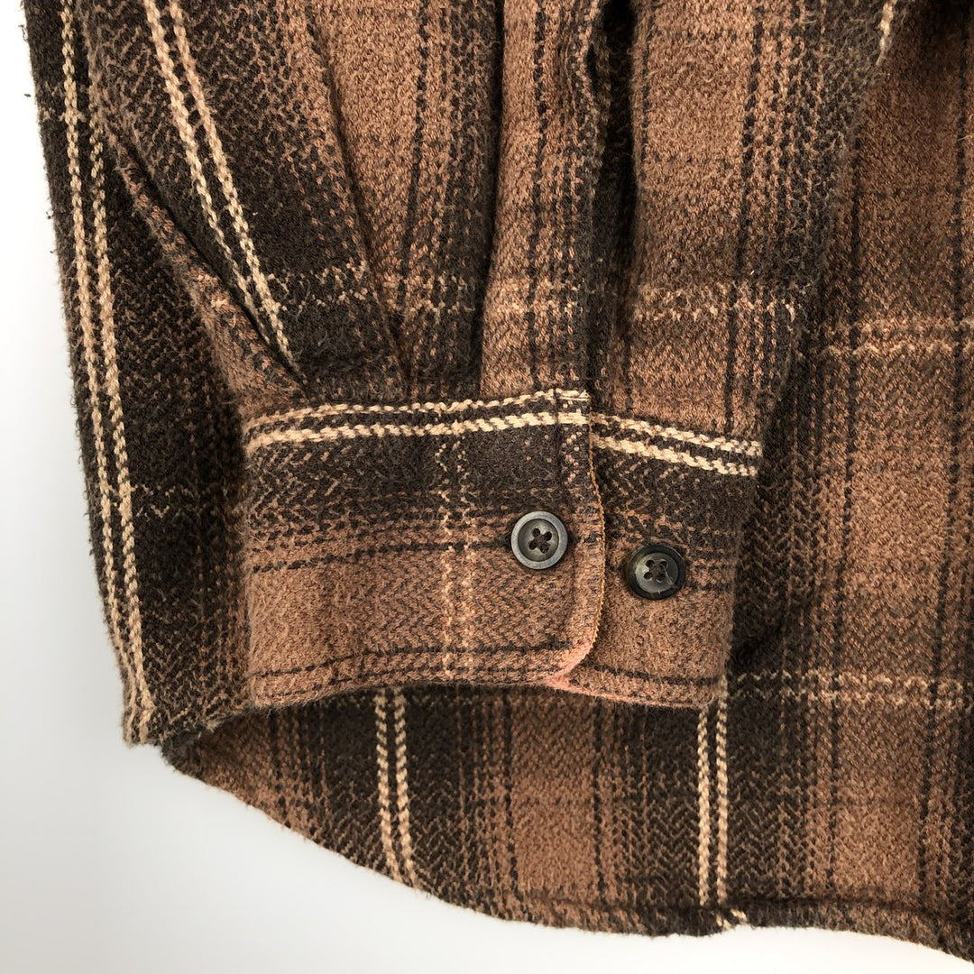 90s-00'S Vintage Long Sleeve Heavy Flannel Check Shirt, Men's Size L cotton brown type Vintage Second Hand