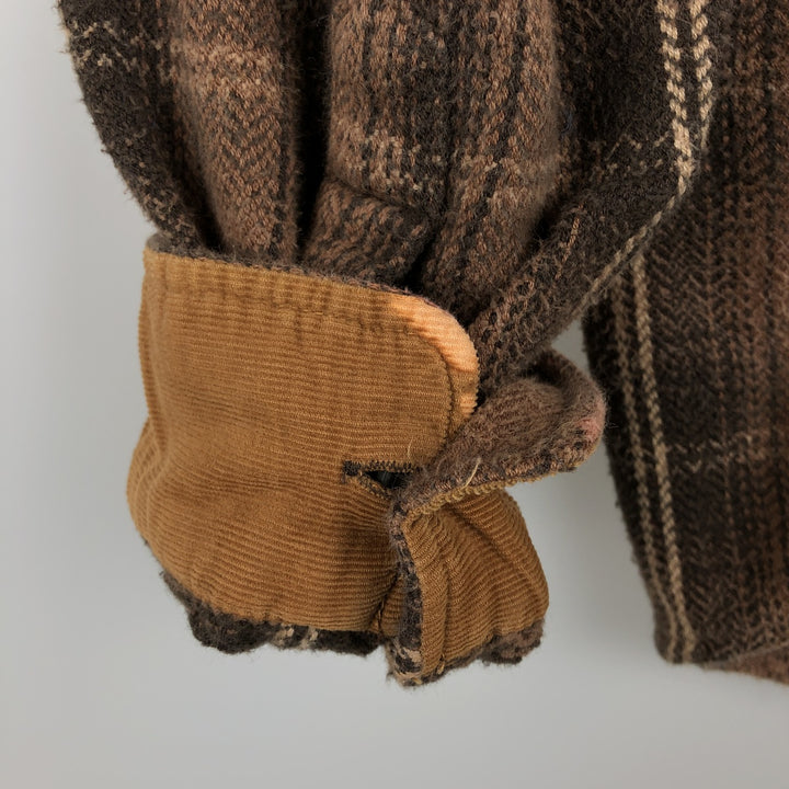 90s-00'S Vintage Long Sleeve Heavy Flannel Check Shirt, Men's Size L cotton brown type Vintage Second Hand
