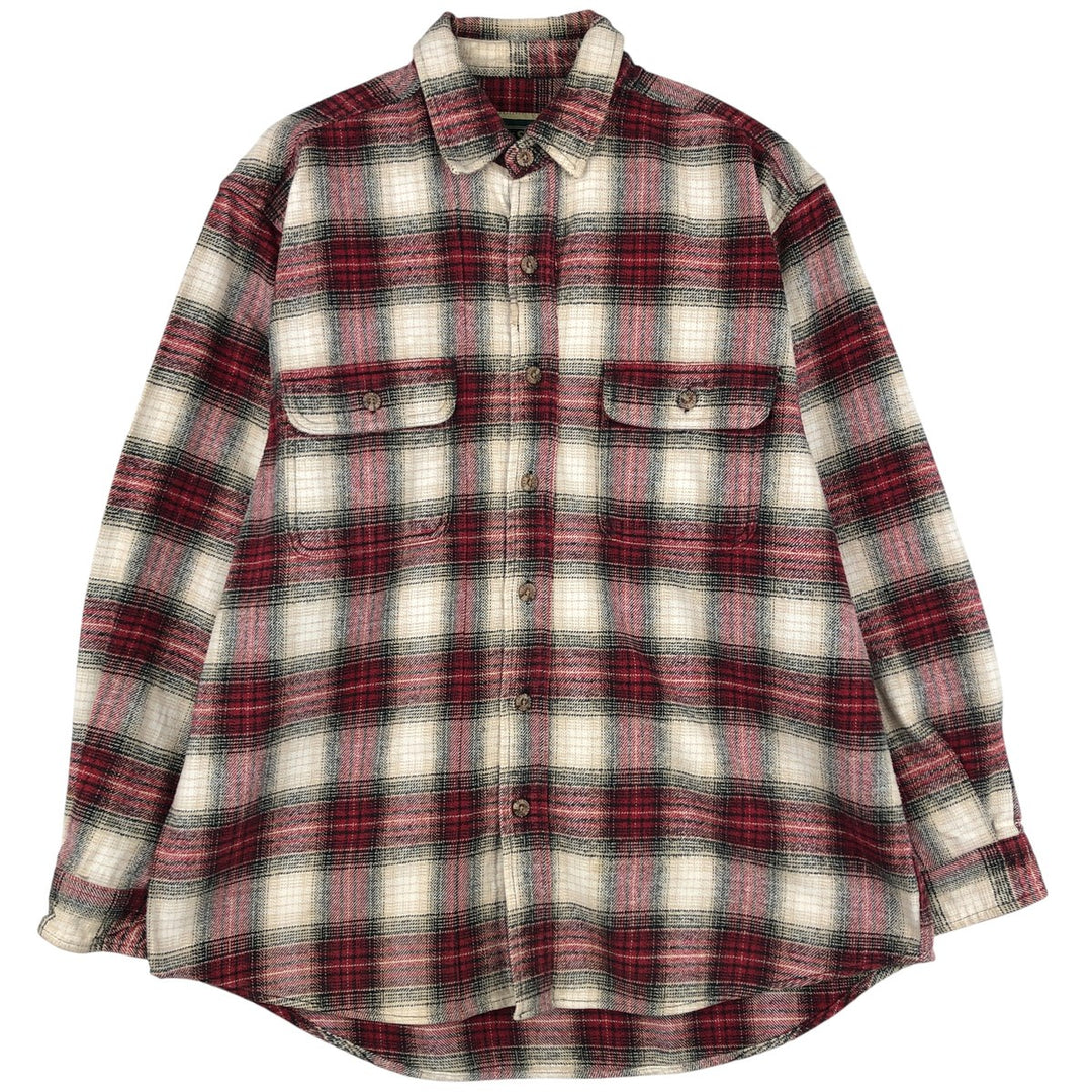 90'S Vintage Field and Stream Long Sleeve Heavy Flannel Check Shirt, Men's Size L unclear red type Vintage Second Hand