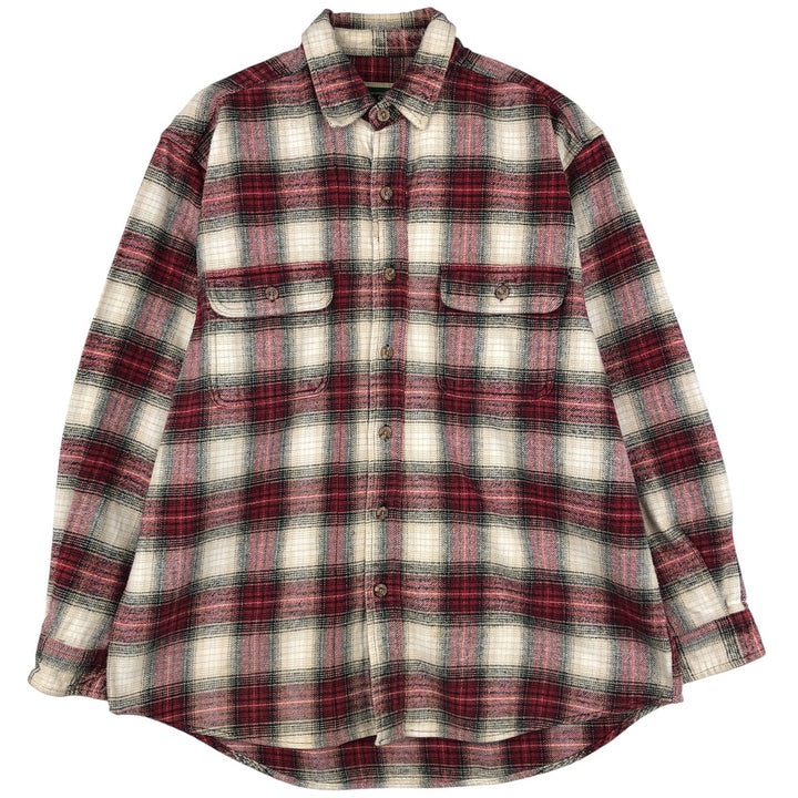90'S Vintage Field and Stream Long Sleeve Heavy Flannel Check Shirt, Men's Size L unclear red type Vintage Second Hand