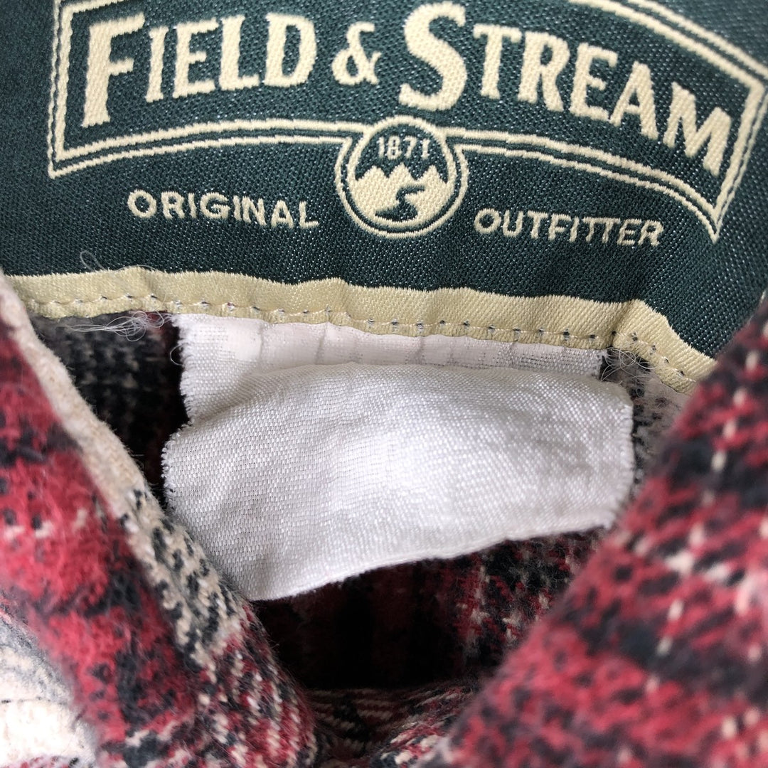 90'S Vintage Field and Stream Long Sleeve Heavy Flannel Check Shirt, Men's Size L unclear red type Vintage Second Hand