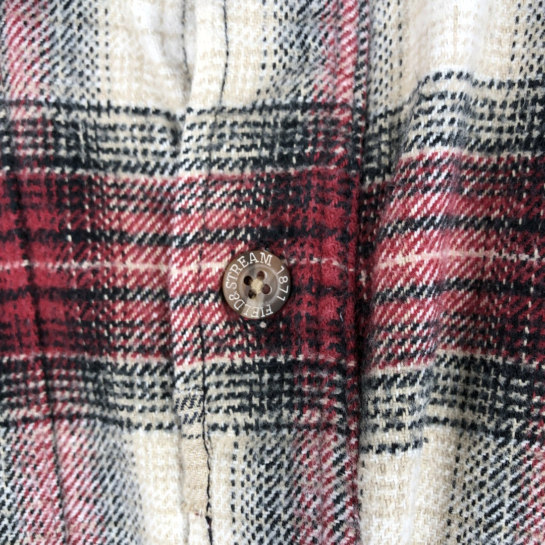 90'S Vintage Field and Stream Long Sleeve Heavy Flannel Check Shirt, Men's Size L unclear red type Vintage Second Hand