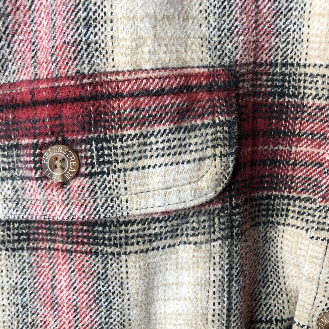 90'S Vintage Field and Stream Long Sleeve Heavy Flannel Check Shirt, Men's Size L unclear red type Vintage Second Hand