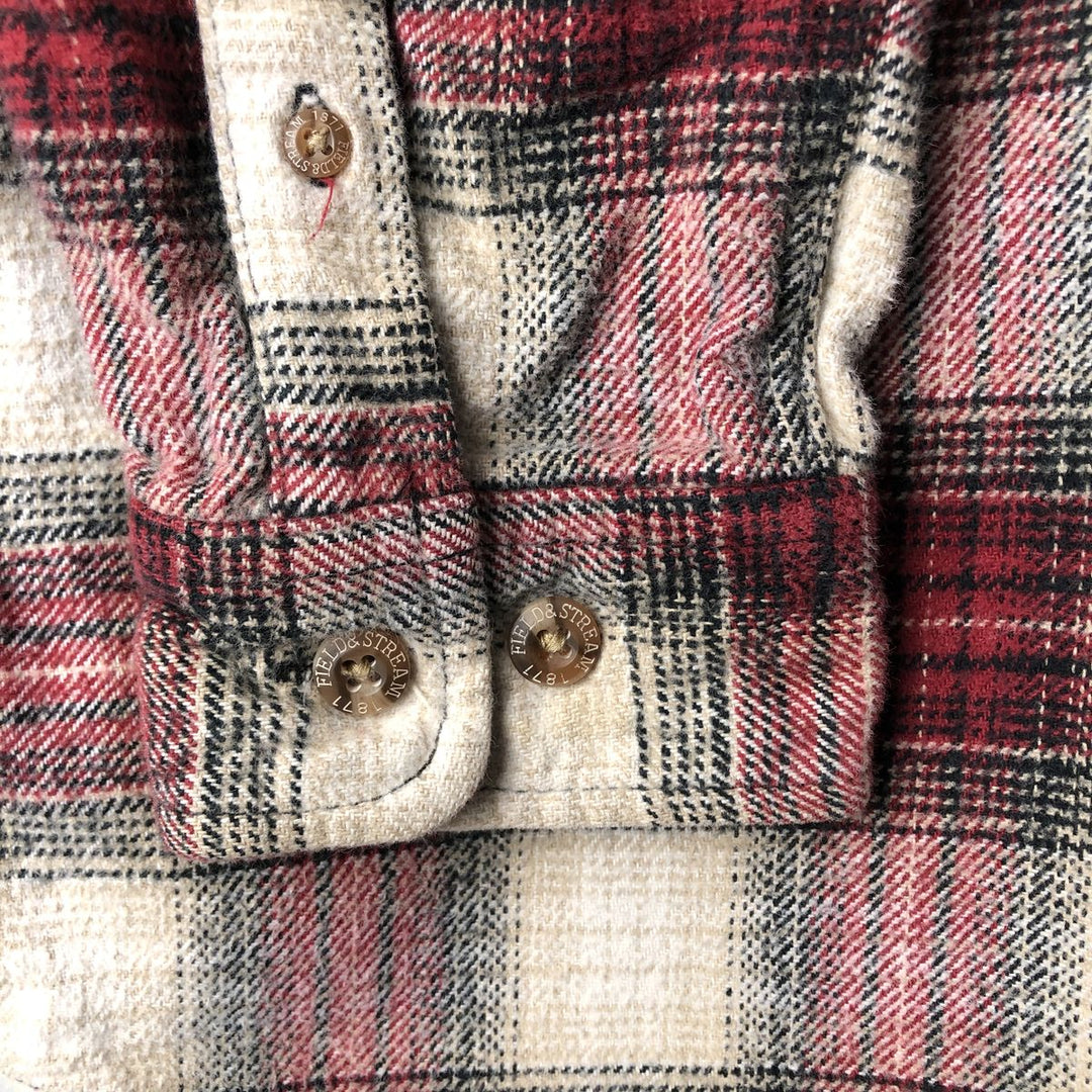90'S Vintage Field and Stream Long Sleeve Heavy Flannel Check Shirt, Men's Size L unclear red type Vintage Second Hand