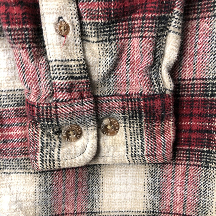 90'S Vintage Field and Stream Long Sleeve Heavy Flannel Check Shirt, Men's Size L unclear red type Vintage Second Hand