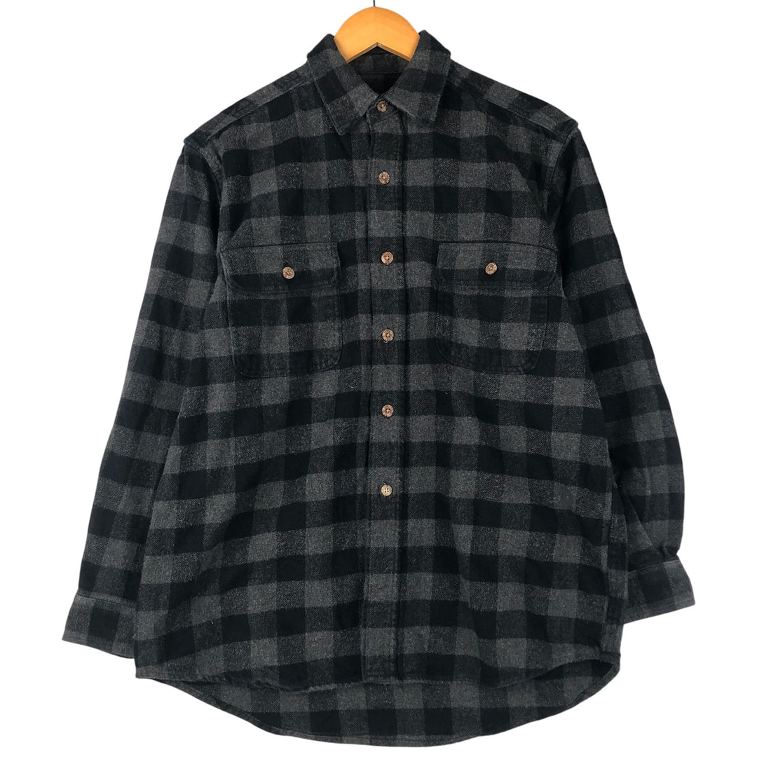 Field and Stream Buffalo Check Long Sleeve Heavy Flannel Check Shirt, Men's Size M cotton black type Vintage Second Hand