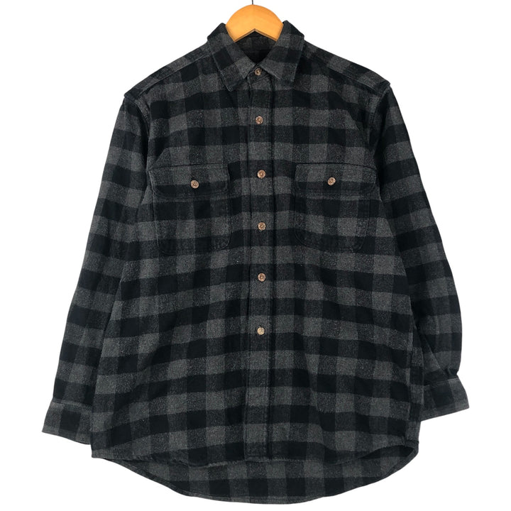 Field and Stream Buffalo Check Long Sleeve Heavy Flannel Check Shirt, Men's Size M cotton black type Vintage Second Hand