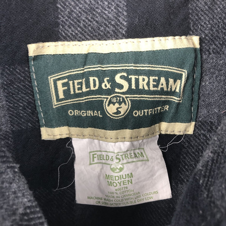 Field and Stream Buffalo Check Long Sleeve Heavy Flannel Check Shirt, Men's Size M cotton black type Vintage Second Hand