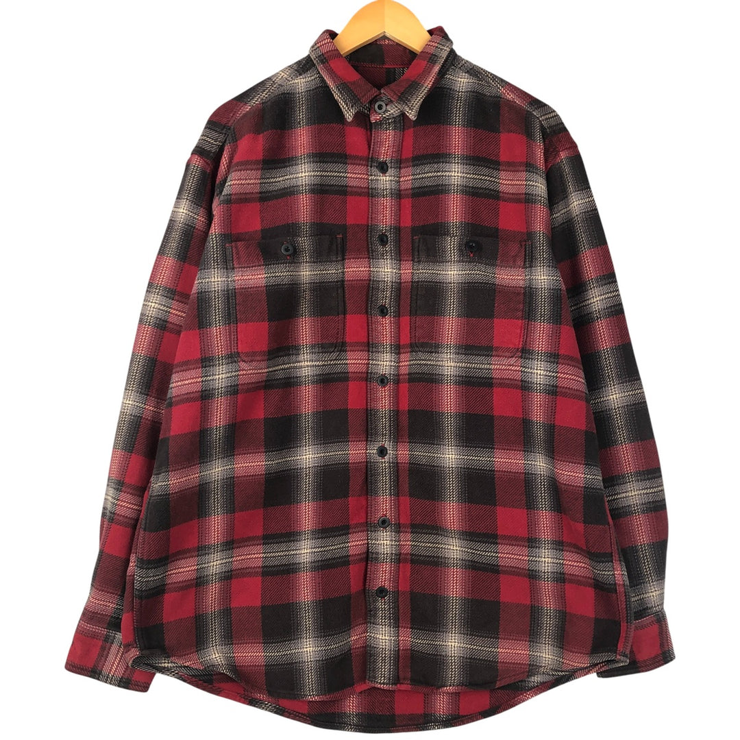 90s-00'S Cabelas Long Sleeve Heavy Flannel Check Shirt, Men's Size L, Vintage cotton red type Vintage Second Hand
