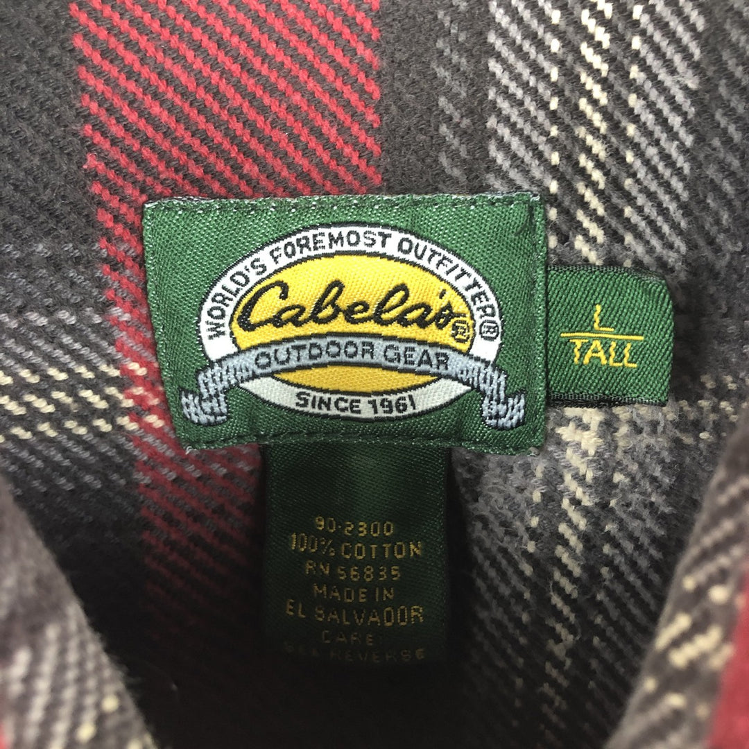 90s-00'S Cabelas Long Sleeve Heavy Flannel Check Shirt, Men's Size L, Vintage cotton red type Vintage Second Hand