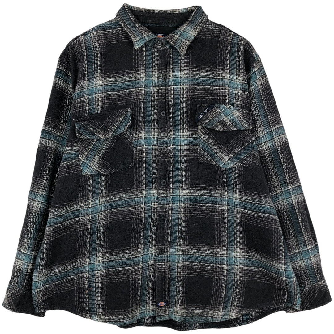 Dickies Long Sleeve Flannel Check Shirt, Men's, XXL cotton black type Vintage Second Hand