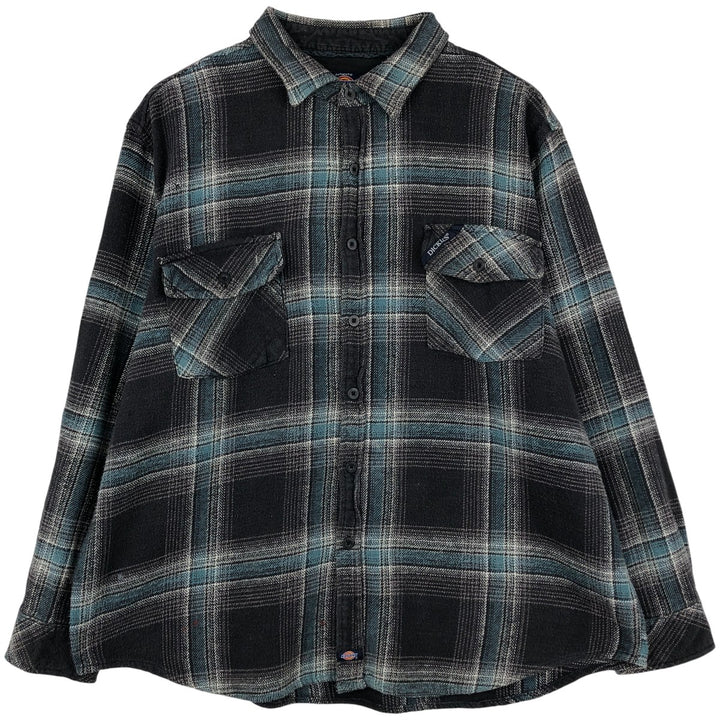 Dickies Long Sleeve Flannel Check Shirt, Men's, XXL cotton black type Vintage Second Hand