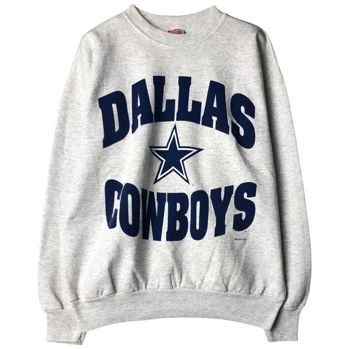 Vintage 90'S Hanes ComfortBlend NFL Dallas Cowboys Print Sweatshirt, Men's Size Large cotton gray type Vintage Second Hand