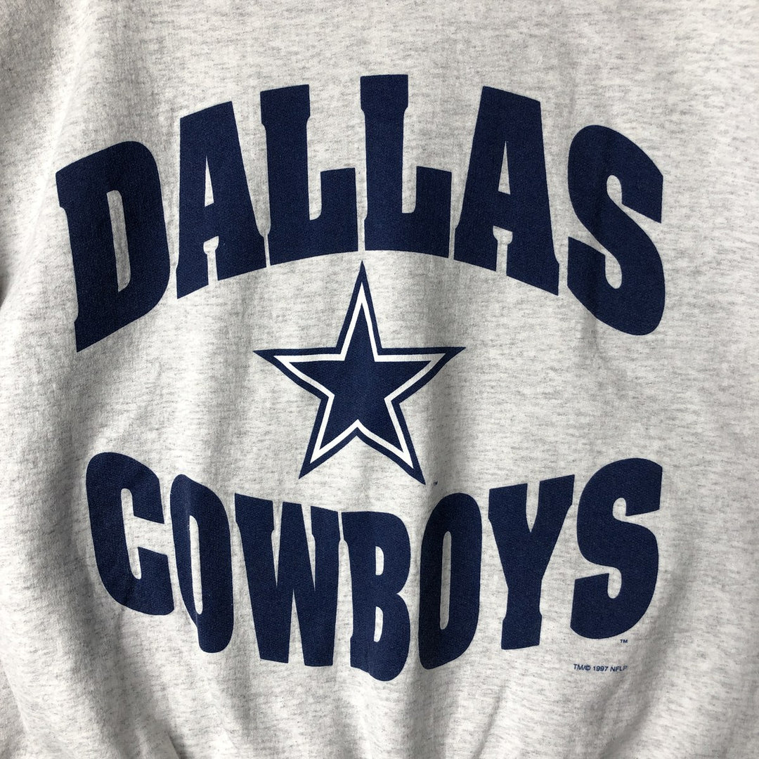 Vintage 90'S Hanes ComfortBlend NFL Dallas Cowboys Print Sweatshirt, Men's Size Large cotton gray type Vintage Second Hand