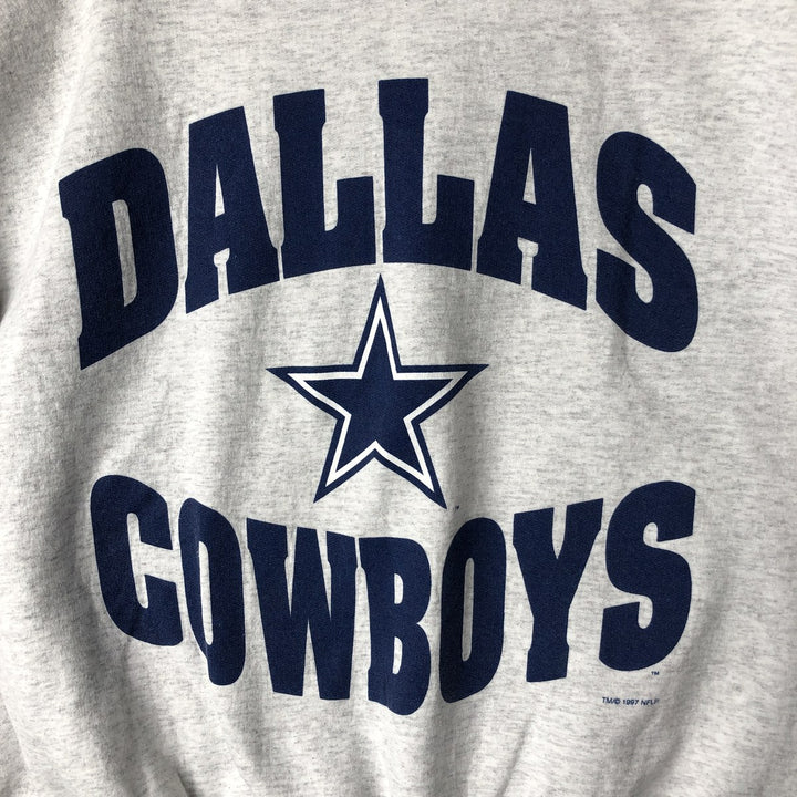 Vintage 90'S Hanes ComfortBlend NFL Dallas Cowboys Print Sweatshirt, Men's Size Large cotton gray type Vintage Second Hand