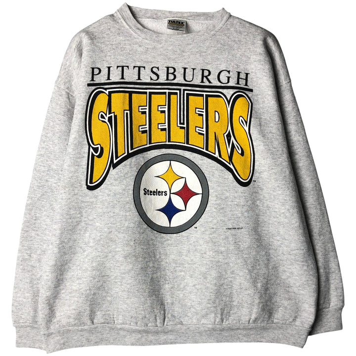 90'S Tartex Maximum Sweats NFL Pittsburgh Steelers Print Sweatshirt, Made in USA cotton gray type Vintage Second Hand