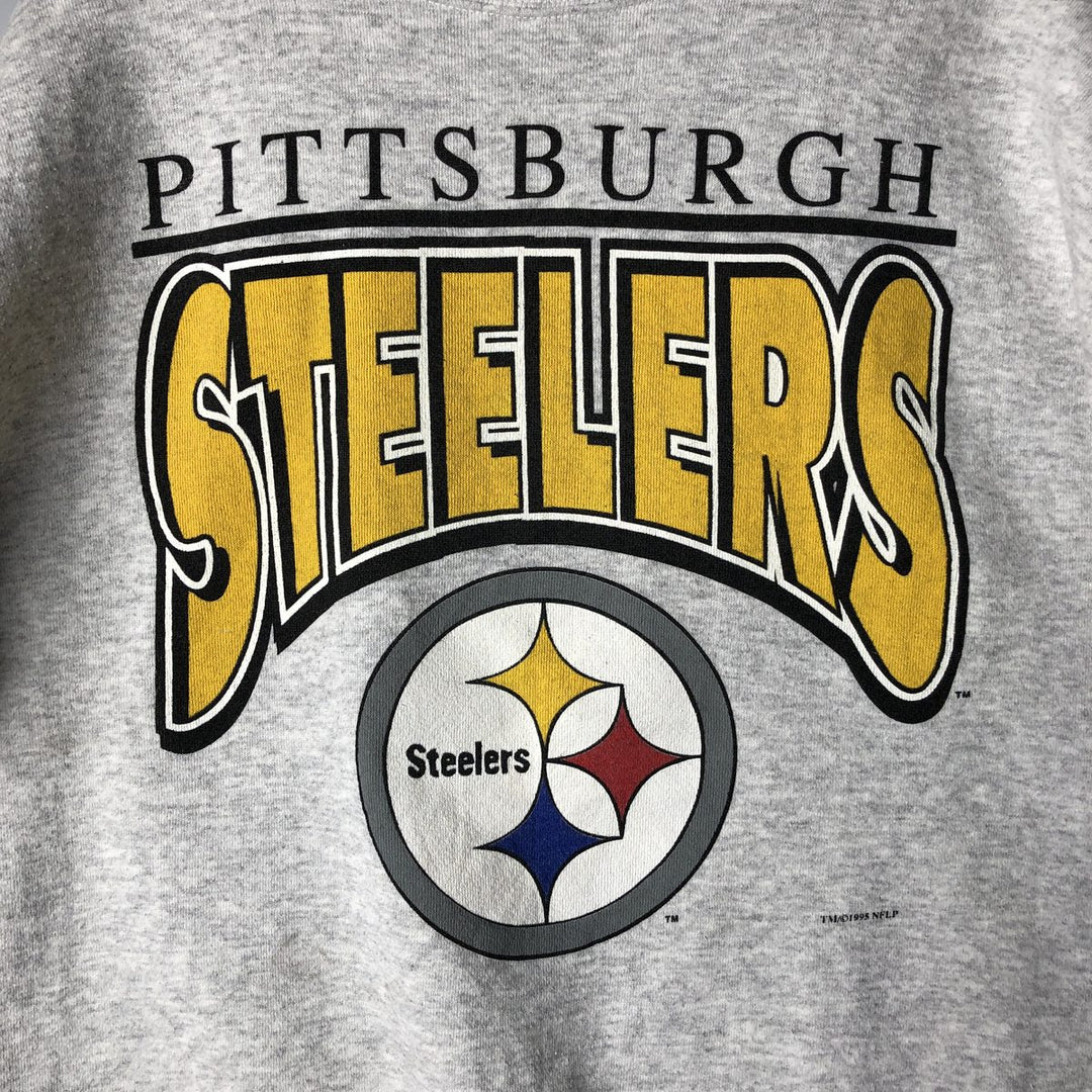 90'S Tartex Maximum Sweats NFL Pittsburgh Steelers Print Sweatshirt, Made in USA cotton gray type Vintage Second Hand