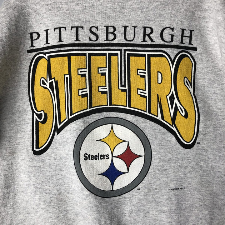 90'S Tartex Maximum Sweats NFL Pittsburgh Steelers Print Sweatshirt, Made in USA cotton gray type Vintage Second Hand