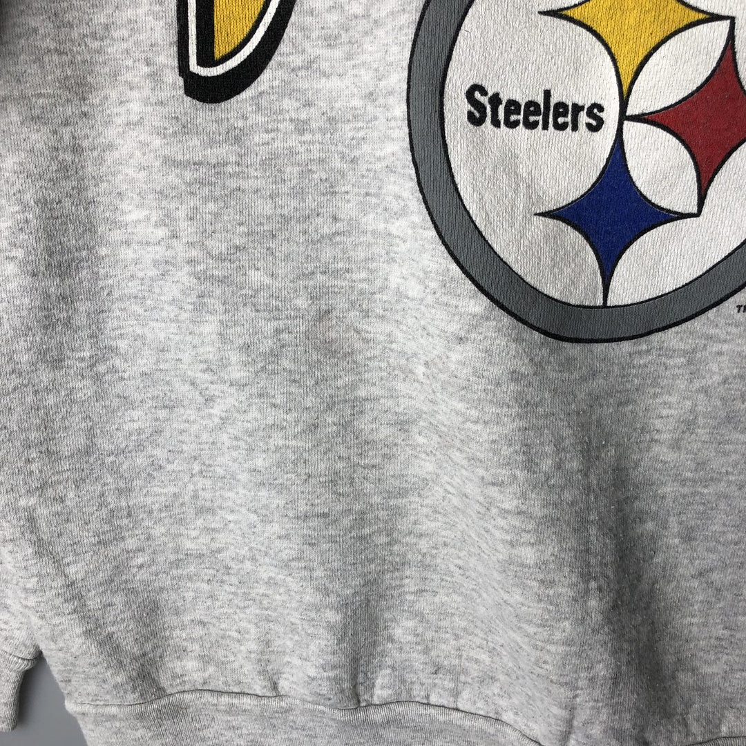 90'S Tartex Maximum Sweats NFL Pittsburgh Steelers Print Sweatshirt, Made in USA cotton gray type Vintage Second Hand